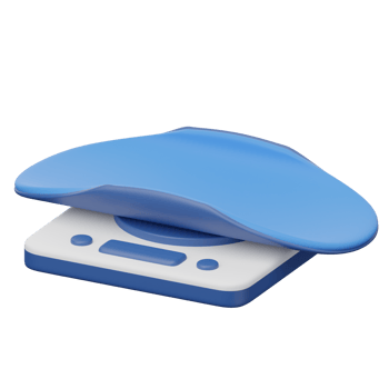 A blue and white scale with a white lid png