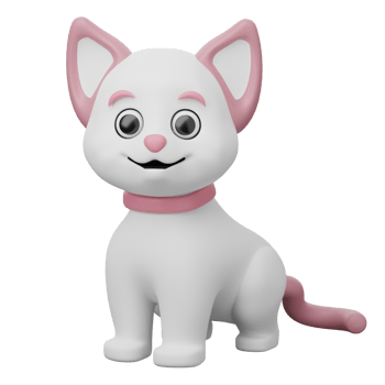 A white and pink cat toy with a pink collar png