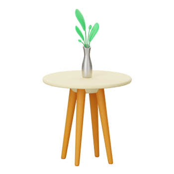 A table with a vase on it png