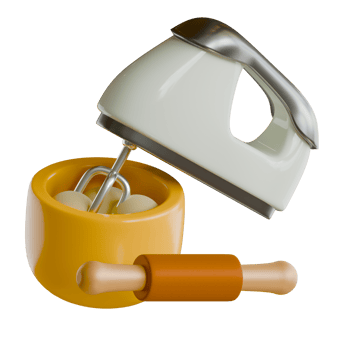 A mixer and a bowl with eggs png