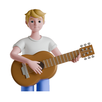 A man playing the guitar on a black background png