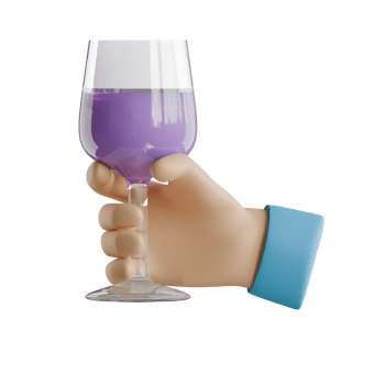 A hand holding a glass of purple liquid png
