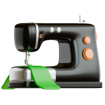 A sewing machine with green ribbon on it png