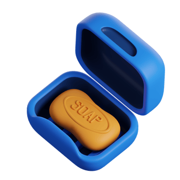 A soap bar in a blue box with the word soap on it png