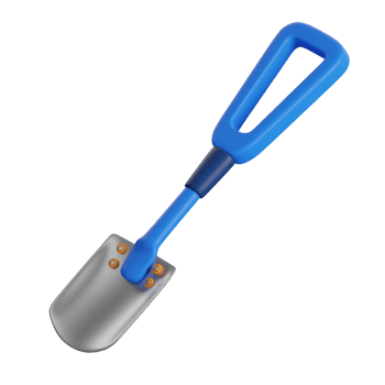 A blue shovel with a handle on a black background png