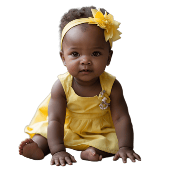 High Resolution Baby Portrait Sweet Infant in Yellow for Commercial Use png