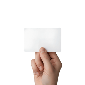 Blank Business Card Mockup Hand Holding a White Card on Black Background png
