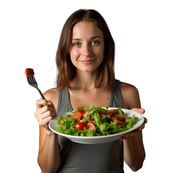 Healthy Lifestyle Stock Image Smiling Woman with a Plate of Salad png