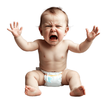 Upset Baby in Diaper Perfect for Parenting Blogs Advertisement Use png