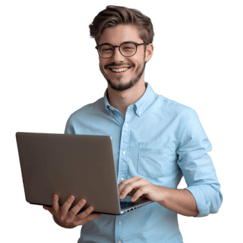 Smiling Young Professional with Laptop Modern Business Stock Image png