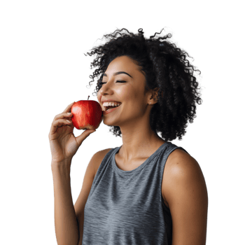 Beautiful Smiling Woman with an Apple Wellness Organic Food Image png