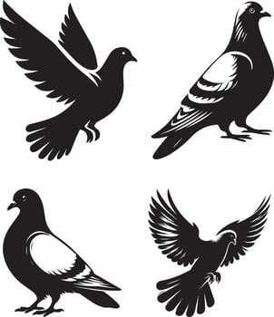 Dove Silhouettes Art Collection vector