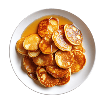 Golden Pancakes with Maple Syrup on transparent background. png