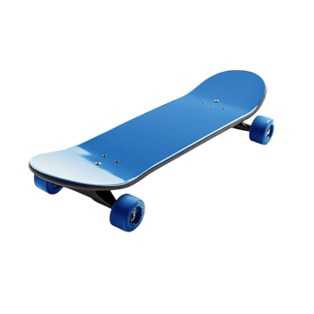 Sleek Blue Skateboard Design on transparent background. png