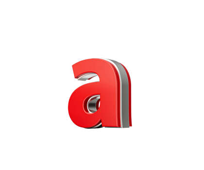 Vibrant Red Small Letter a Gleams With Its Sleek Metallic Design With Sharp Edges 3D Illustration png