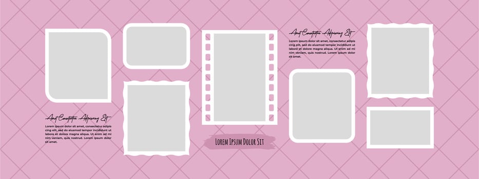 Blank Picture grid digital photo collage design template vector