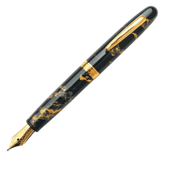 Elegant Black and Gold Fountain Pen on transparent background. png