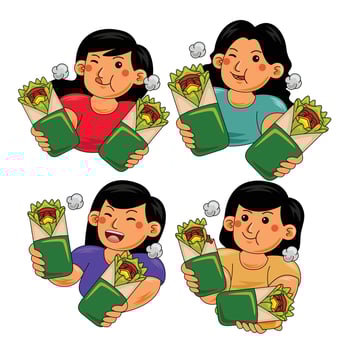 Woman eating Wrap Fast Food vector