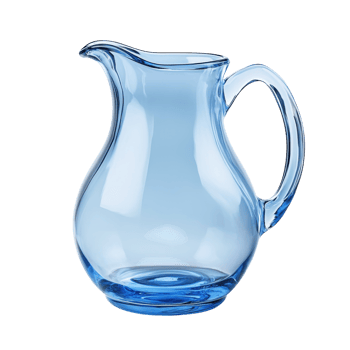 Blue Glass Pitcher with Water on transparent background. png