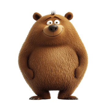 Charming Cartoon Brown Bear on transparent background. png