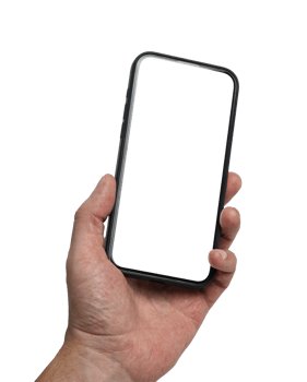 Man hand showing smartphone with blank screen isolated. Concept product advertising, technology, marketing png