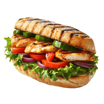 Delicious Chicken Sandwich Meal on transparent background. png