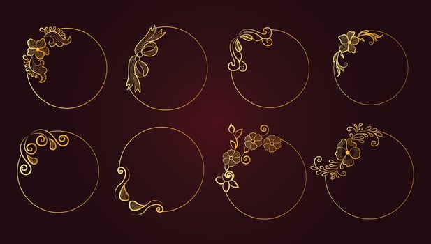 Ornamental retro gold frame with Thai Effect and circle frame vector