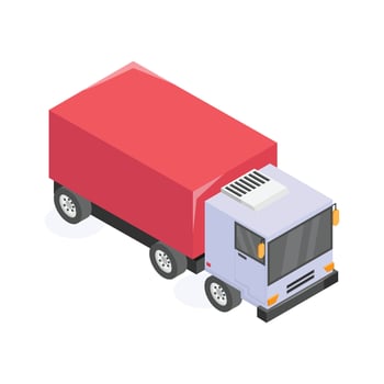 Isometric delivery truck icon representing transportation of goods and parcels. vector