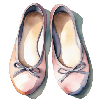 watercolor ballet flat shoes on transparent background png