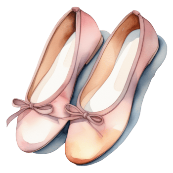 watercolor illustration of a pair of pink ballet shoes png