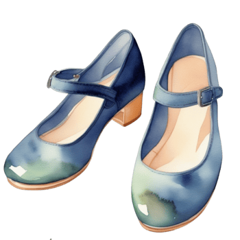 blue and green watercolor shoes with transparent background png