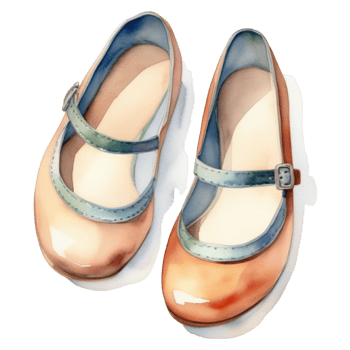 watercolor of mary jane shoes on transparent background png