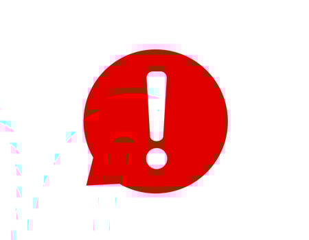Red exclamation mark in speech bubble for warning and caution alerts vector