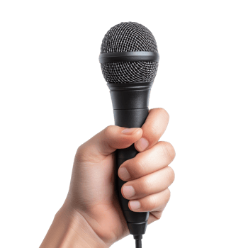 Hand Holding Microphone White on transparent background. png