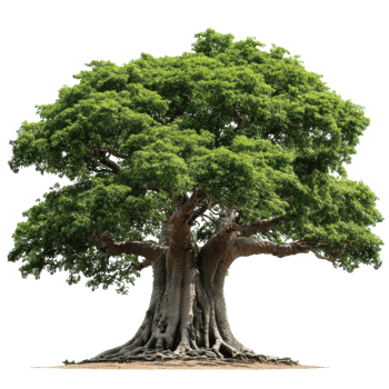 African Baobab Tree Landscape on transparent background. png