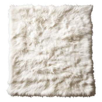 Cozy White Faux Fur Rug on transparent background. png