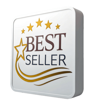 Sign indicating best seller status with stars and decorative elements png