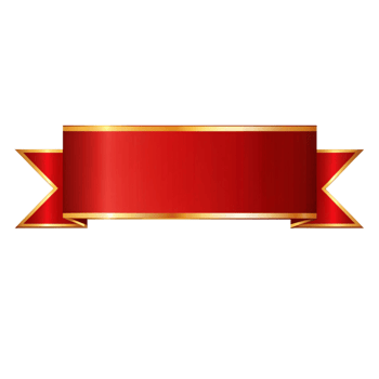 Red blank banner Shape with golden outline isolated on transparent background png