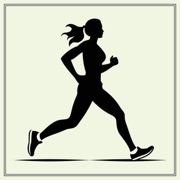 Silhouette of Girl Running, Jogger vector
