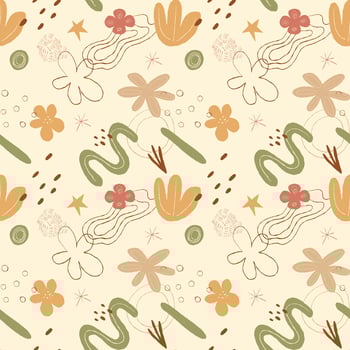 Seamless abstract floral pattern in earthy tones. Ideal for textiles, wallpaper, wrapping paper and branding. Boho style. vector