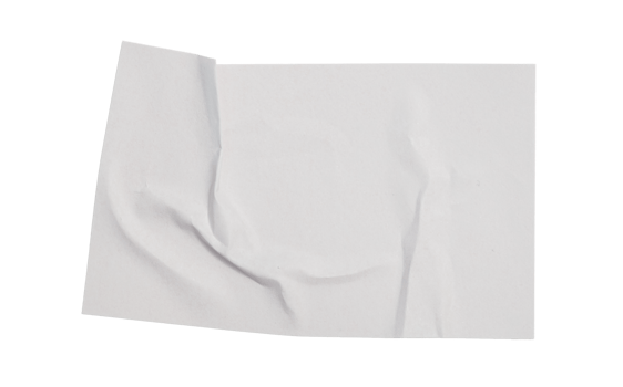 White empty paper sticker mockup sheet with curled corner, transparent background offering clean design space creative content png