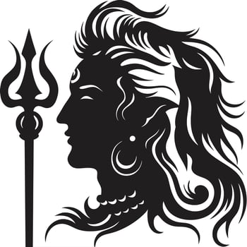 Lord Shiva Silhouette Powerful Hindu Deity Illustration vector