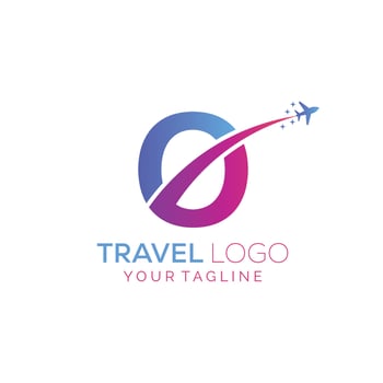 Letter O Travel Logo Design with plane. Icon of O for travel agency logo design. vector