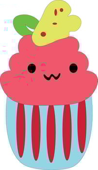 Cute cartoon ice cream cup cake art illustration clipart sticker vector