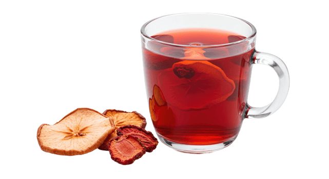 A glass of tea with dried fruit png