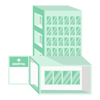 A cartoon building with a hospital sign on it vector