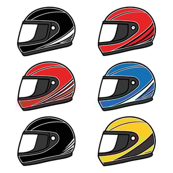 Vintage and Modern Motorcycle Helmet Icons vector