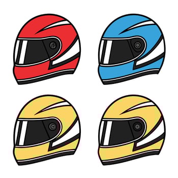 Motorcycle Helmet Silhouettes Set vector