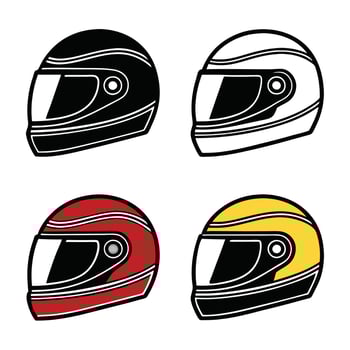 Motorbike Helmet Icon Pack Safety Gear Symbols vector