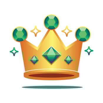 Gold Princess Crown With Emerald Green Jewels vector